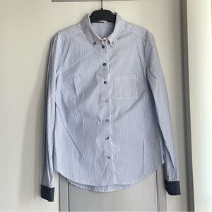 ANTHROPOLOGIE EDME & ESYLLTE Blue Striped Button Down Long Sleeve Shirt